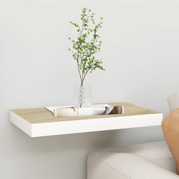 vidaXL Estante flotante de pared MDF roble y blanco 40x23x3,8 cm