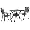 vidaXL Conjunto de mesa de jard&iacute;n 3 uds. Negro Aluminio fundido