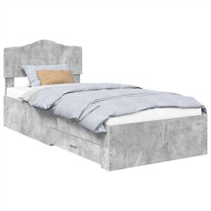 vidaXL Estructura de cama con cabecera Gris Concreto 70 x 190 cm