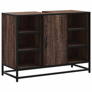 vidaXL Armario lavabo ba&ntilde;o madera ingenier&iacute;a roble marr&oacute;n 80x33x60 cm