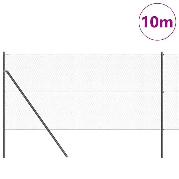 vidaXL Poste de Valla Gris 10 x 1,4 m (malla de 13 mm) Acero y PVC