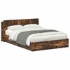 vidaXL Estructura de cama con almacenamiento con caj&oacute;n Roble Ahumado