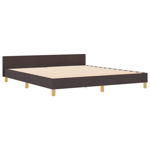vidaXL Estructura de cama con cabecera Marr&oacute;n oscuro 180 x 200 cm tela