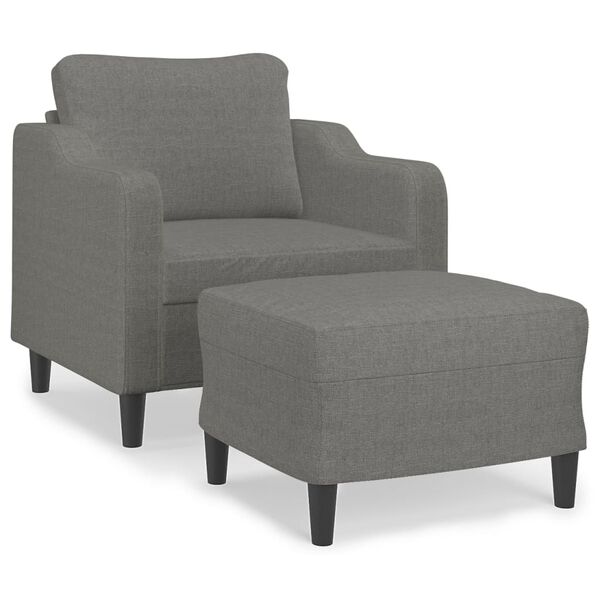 vidaXL Sill&oacute;n con taburete tela gris oscuro 60 cm