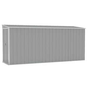 vidaXL Cobertizo de jard&iacute;n pared acero galvanizado gris 118x382x178 cm