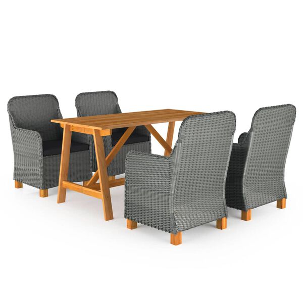vidaXL Juego de comedor para jard&iacute;n de 5 piezas gris claro