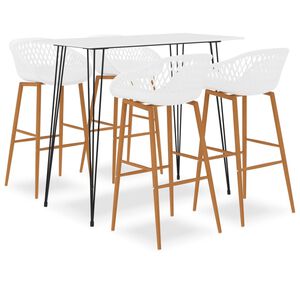 vidaXL Mesa alta y taburetes de bar de 5 piezas blanco