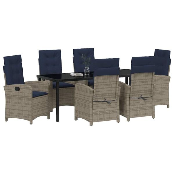 vidaXL Conjunto de Comedor de Jard&iacute;n 7 pcs Gris rat&aacute;n sint&eacute;tico