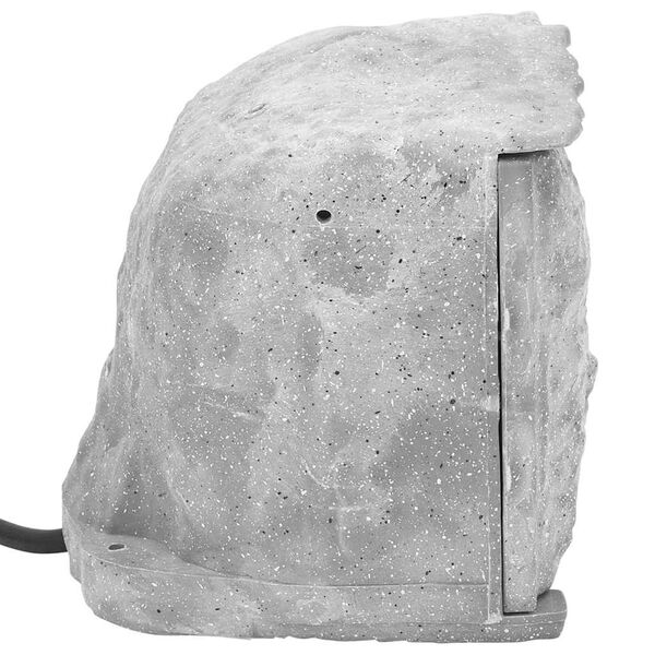 vidaXL Enchufe de exterior con estaca y sensor de luz look piedra gris