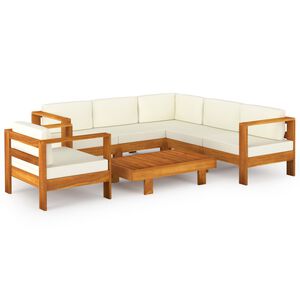vidaXL Conjunto de jard&iacute;n 7 piezas con cojines 100x60 cm madera de acacia