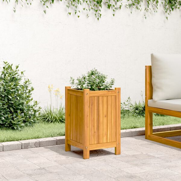 vidaXL Jardinera con forro madera maciza de acacia 31x31x50 cm
