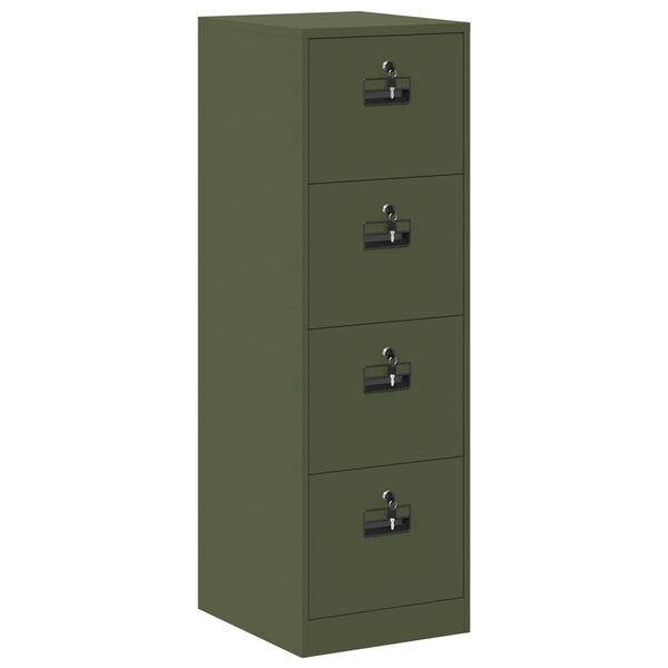 vidaXL Mueble archivador con caj&oacute;n 2 pcs Verde Oliva 44 x 50 x 139 cm