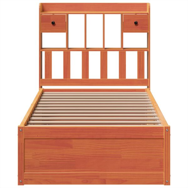 vidaXL Cama sin colch&oacute;n madera maciza de pino marr&oacute;n cera 100x200 cm