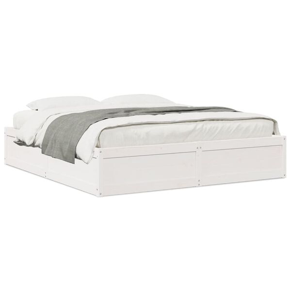 vidaXL Cama sin colch&oacute;n madera maciza de pino blanca 180x200 cm