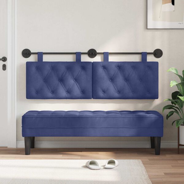 vidaXL Cabecera Colgante Azul Polic&iacute;a 150 x 55 x 7 cm Terciopelo