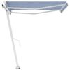 vidaXL Toldo de pie retr&aacute;ctil manual azul y blanco 300x250 cm