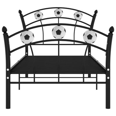 vidaXL Estructura de cama con diseño de fútbol metal negro 90x200 cm