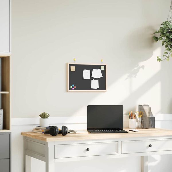 vidaXL Pizarra con marco de madera maciza de pino negra 40x30 cm