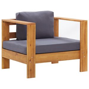 vidaXL Silla de jard&iacute;n con coj&iacute;n madera maciza de acacia gris oscuro