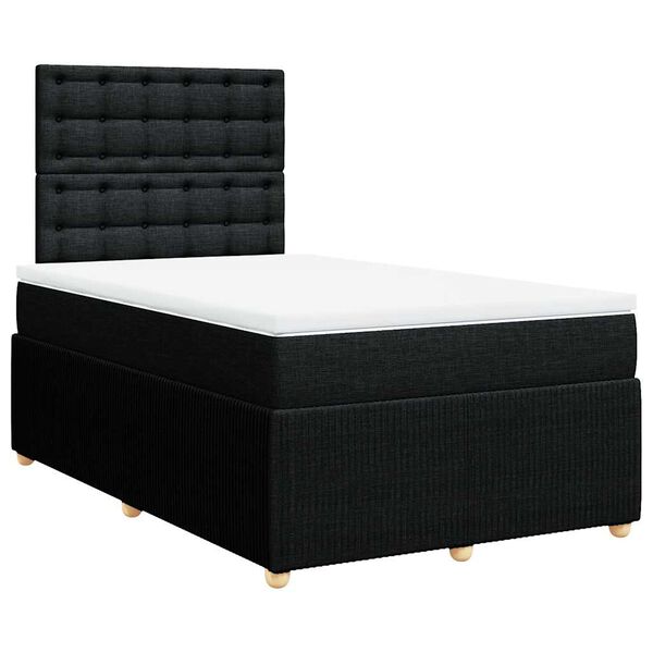 vidaXL Cama box spring con colch&oacute;n tela negro 120x200 cm