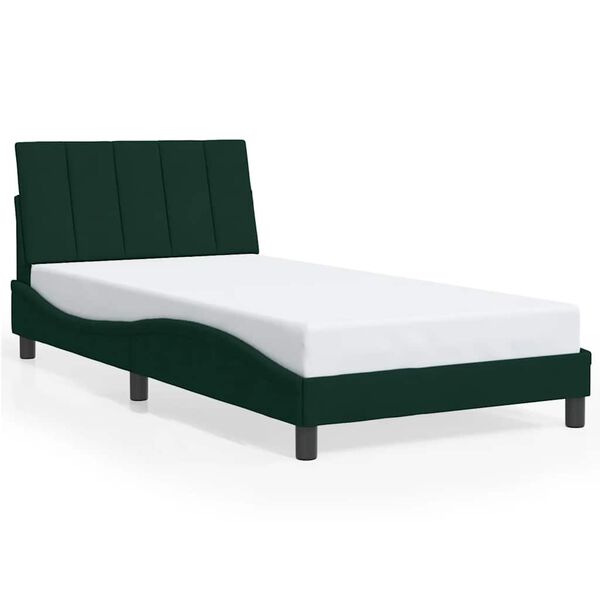 vidaXL Estructura de cama sin colchón Hanko terciopelo verde oscuro 100x200 cm