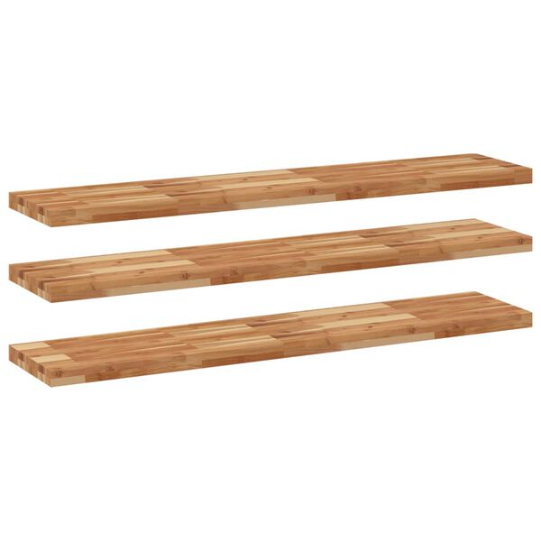 vidaXL Estante flotante 3 uds madera acacia acabado aceite 160x30x4 cm