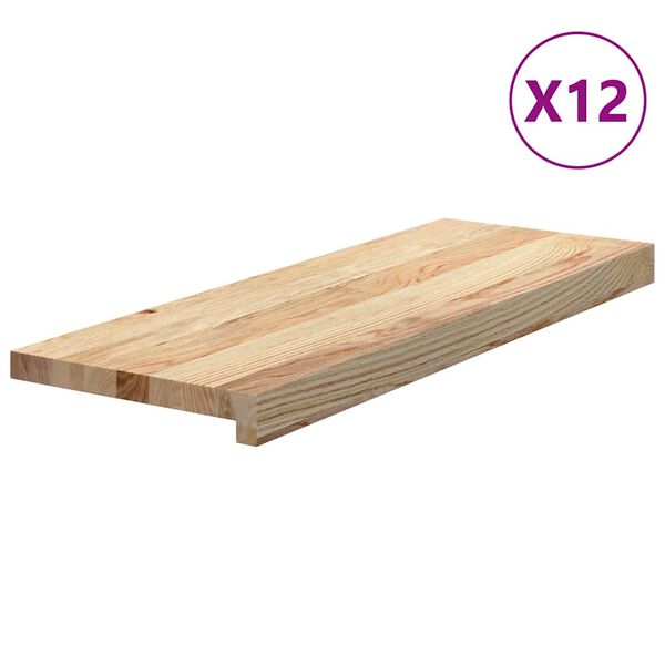 vidaXL Pelda&ntilde;os de escalera 12 uds madera maciza 70x30x2 cm
