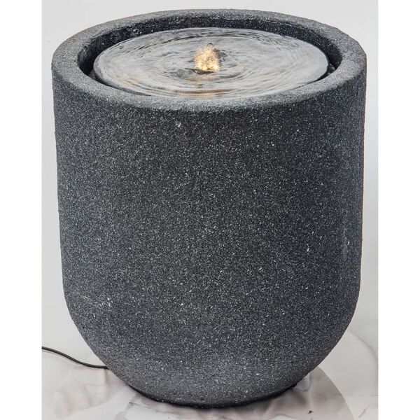 HEISSNER Fuente de terraza con LED cil&iacute;ndrica negra 41x41x45 cm