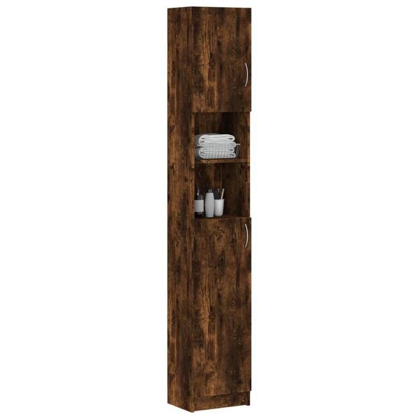 vidaXL Armario baño madera de ingeniería roble ahumado 32x25,5x190 cm