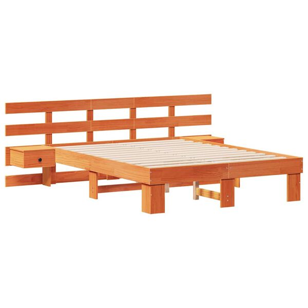 vidaXL Estructura de cama Marr&oacute;n 140 x 190 cm Madera de pino macizo