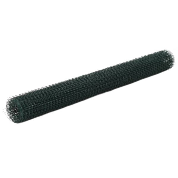 vidaXL Alambrada de gallinero acero recubrimiento PVC verde 25x1,5 m