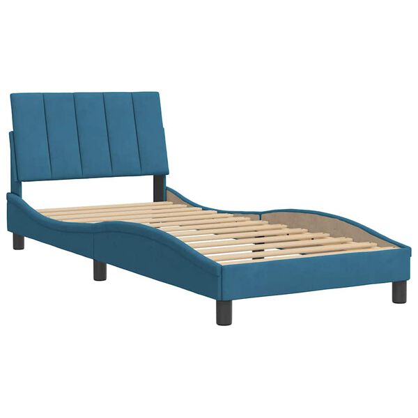 vidaXL Estructura de cama sin colch&oacute;n Hanko terciopelo azul 90x200 cm