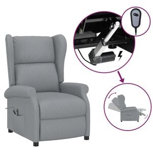 vidaXL Sill&oacute;n orejero reclinable el&eacute;ctrico de tela gris claro