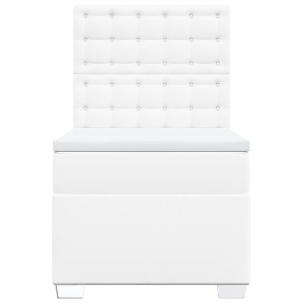 vidaXL Cama box spring con colchón cuero sintético blanco 90x190 cm