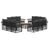 vidaXL Conjunto de sof&aacute;s de exterior 13 uds. Negro y Gris oscuro