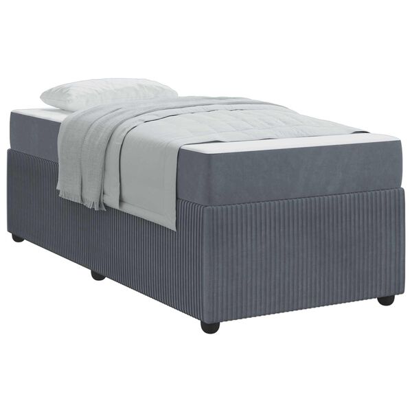 vidaXL Estructura de cama con colch&oacute;n Gris oscuro 100 x 200 cm tela