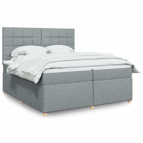 vidaXL Cama box spring con colch&oacute;n tela gris claro 200x200 cm