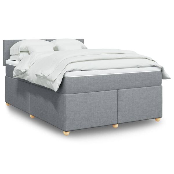vidaXL Cama box spring con colch&oacute;n tela gris claro 140x190 cm
