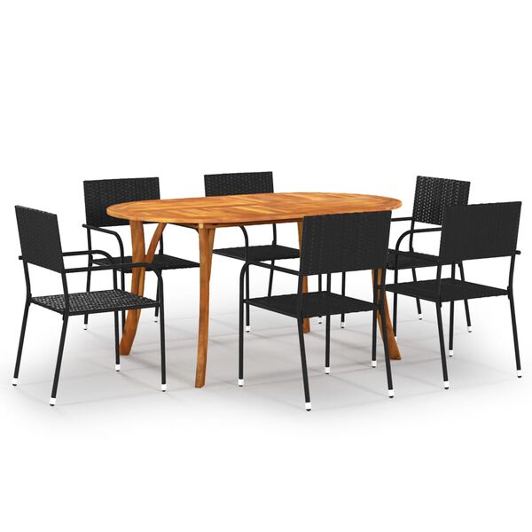 vidaXL Juego de comedor de jard&iacute;n 7 piezas negro