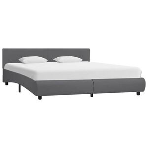 vidaXL Estructura cama LED sin colch&oacute;n cuero sint&eacute;tico gris 180x200 cm