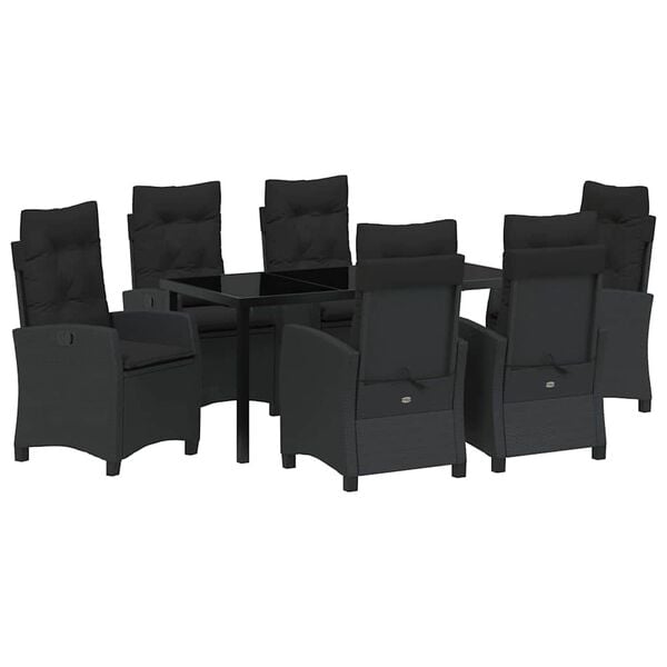vidaXL Conjunto de Comedor de Jard&iacute;n 7 pcs Negro rat&aacute;n sint&eacute;tico