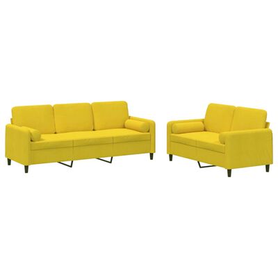 vidaXL Juego de sofás con cojines 2 piezas terciopelo amarillo