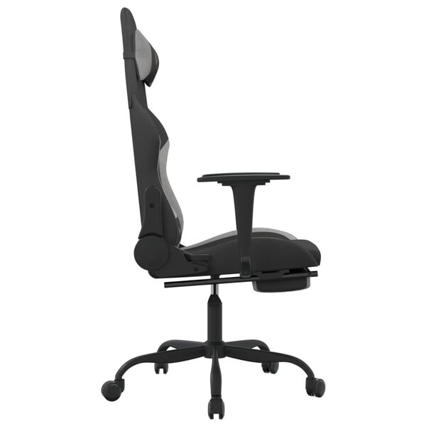 vidaXL Silla gaming con reposapi&eacute;s tela gris claro y negro