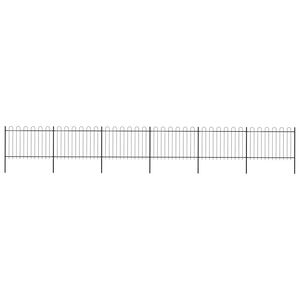 vidaXL Valla de jard&iacute;n con aro superior de acero 1070x120 cm negra