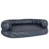 vidaXL Cama para perros de espuma cuero sint&eacute;tico azul oscuro 88x65 cm