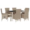vidaXL Set comedor de jard&iacute;n 7 pzas con cojines rat&aacute;n sint&eacute;tico beige