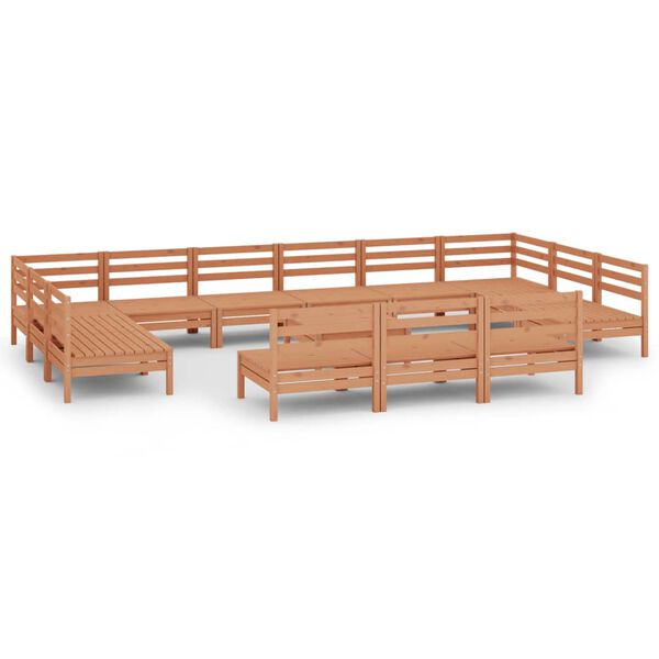 vidaXL Juego muebles de jard&iacute;n 14 pzas madera maciza pino marr&oacute;n miel