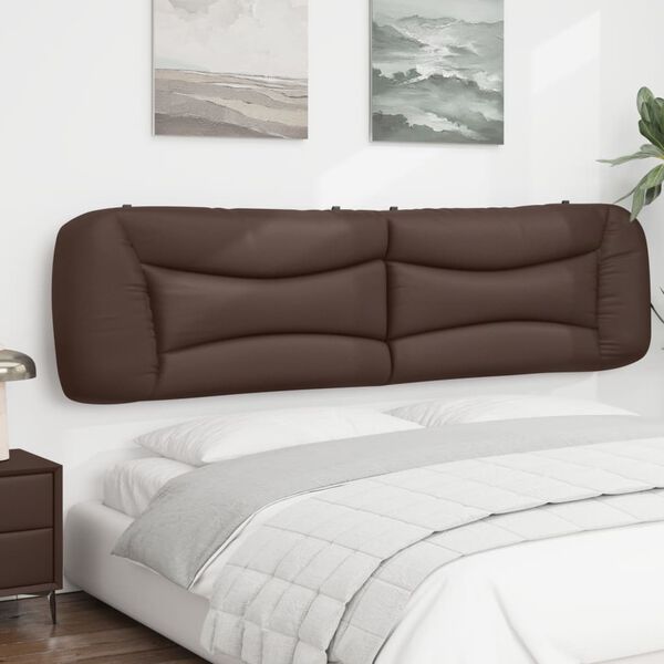 vidaXL Cabecero de cama acolchado Hvar cuero sint&eacute;tico marr&oacute;n 200 cm