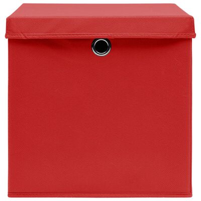 vidaXL Cajas de almacenaje con tapas 4 uds rojo 28x28x28 cm