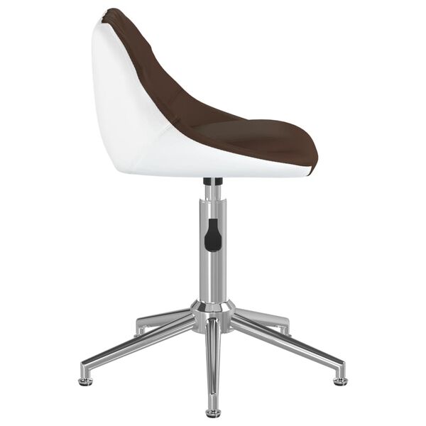 vidaXL Silla de oficina giratoria de cuero sint&eacute;tico marr&oacute;n y blanco